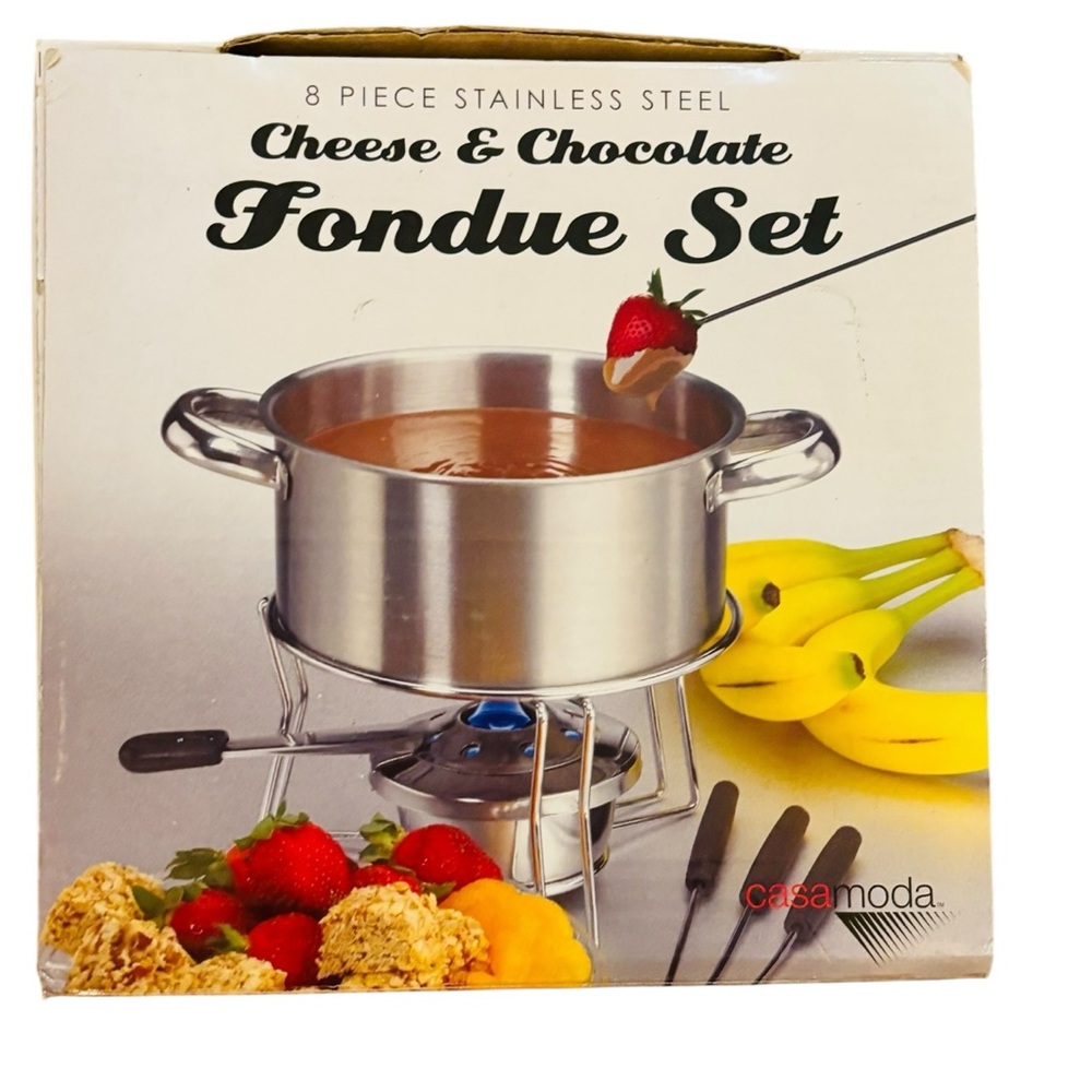CasaModa Cheese & Chocolate Fondue 8 Piece Set Brand New!